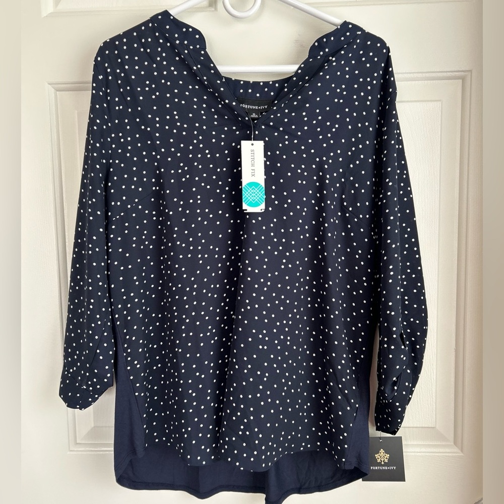 NWT Fortune + Ivy Tulsa Mixed Material Blouse XL From Stitch Fix